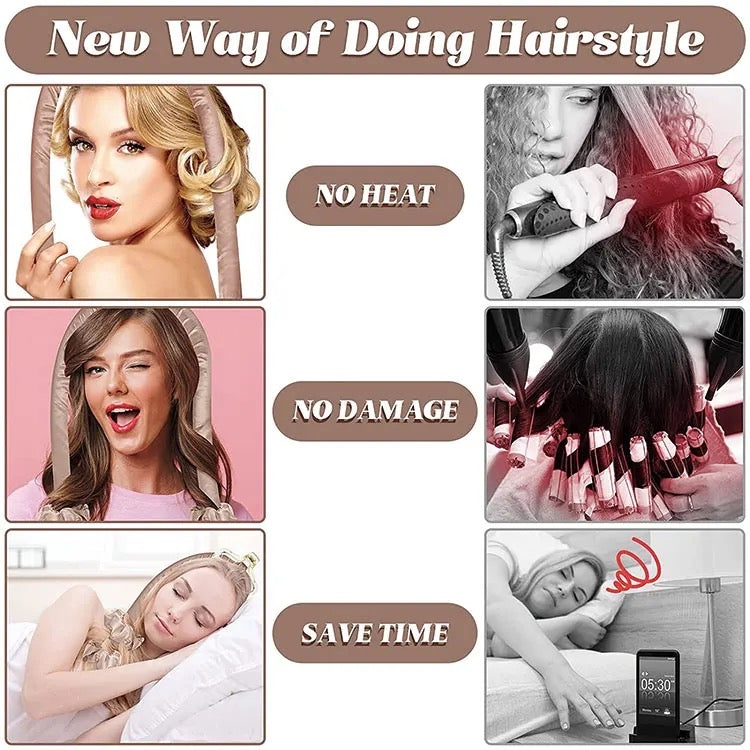 "SilkWave™ No-Heat Hair Curling Sponge Rollers: Effortless Beauty, Gentle Curls"