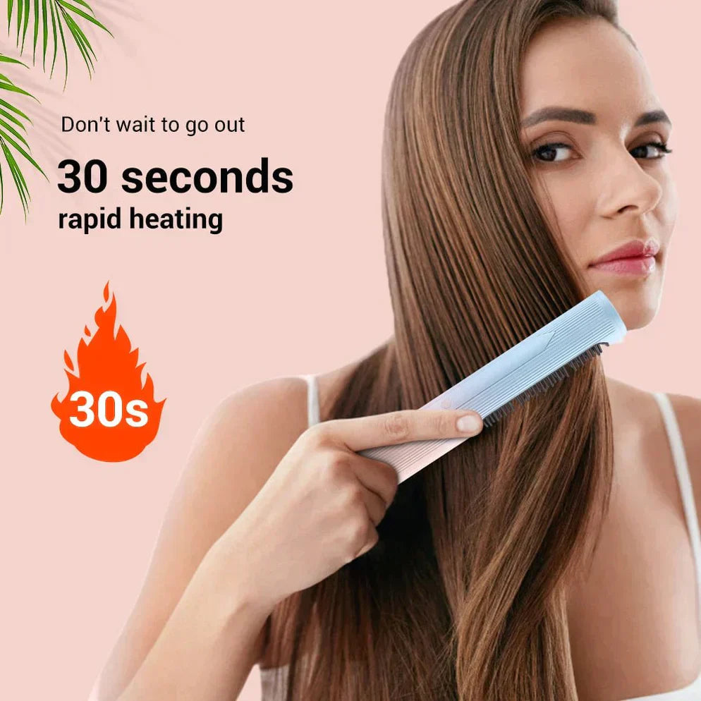 Frizz Wand - 2 in 1 Wireless 30s Anti-Scald Curler & Straightener Comb For Women