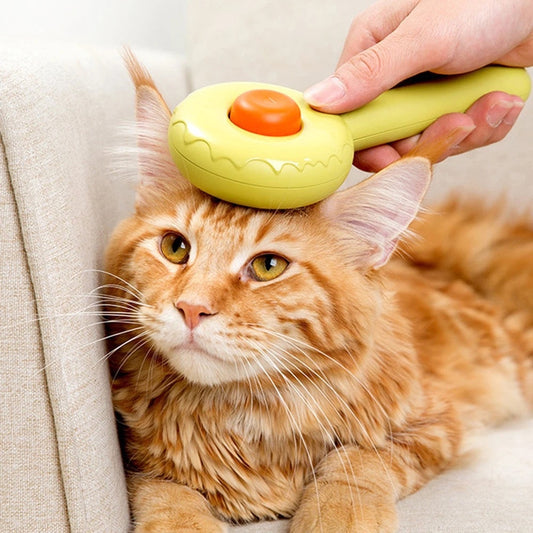 "CatsyClean™ Self-Cleaning Donut Grooming Brush: Effortless Hair Care for Your Feline Friend!"